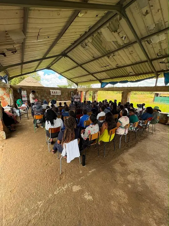 A large CTT Exhale Circle gathering in the pavilion