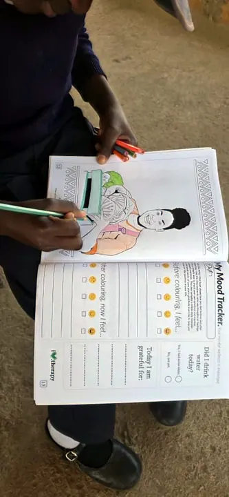 A girl working through a mood and gratitude exercise